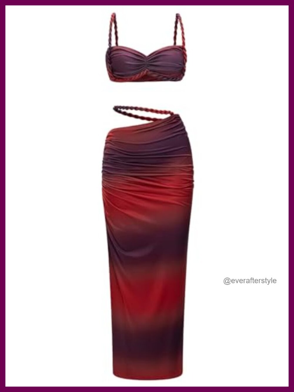 Women's Two Piece Skirt Set Ruched Backless Cami Top Cut Out Mini Skirt